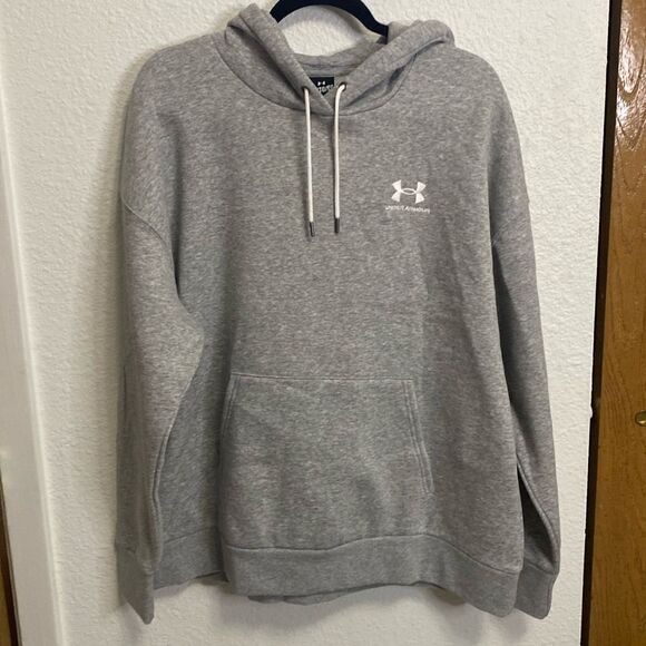 Under Armour essential fleece hoodie, heathered gray loose fit size XL NWT - Picture 1 of 6
